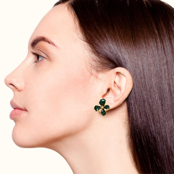 Flora Twist Stud Earrings Green