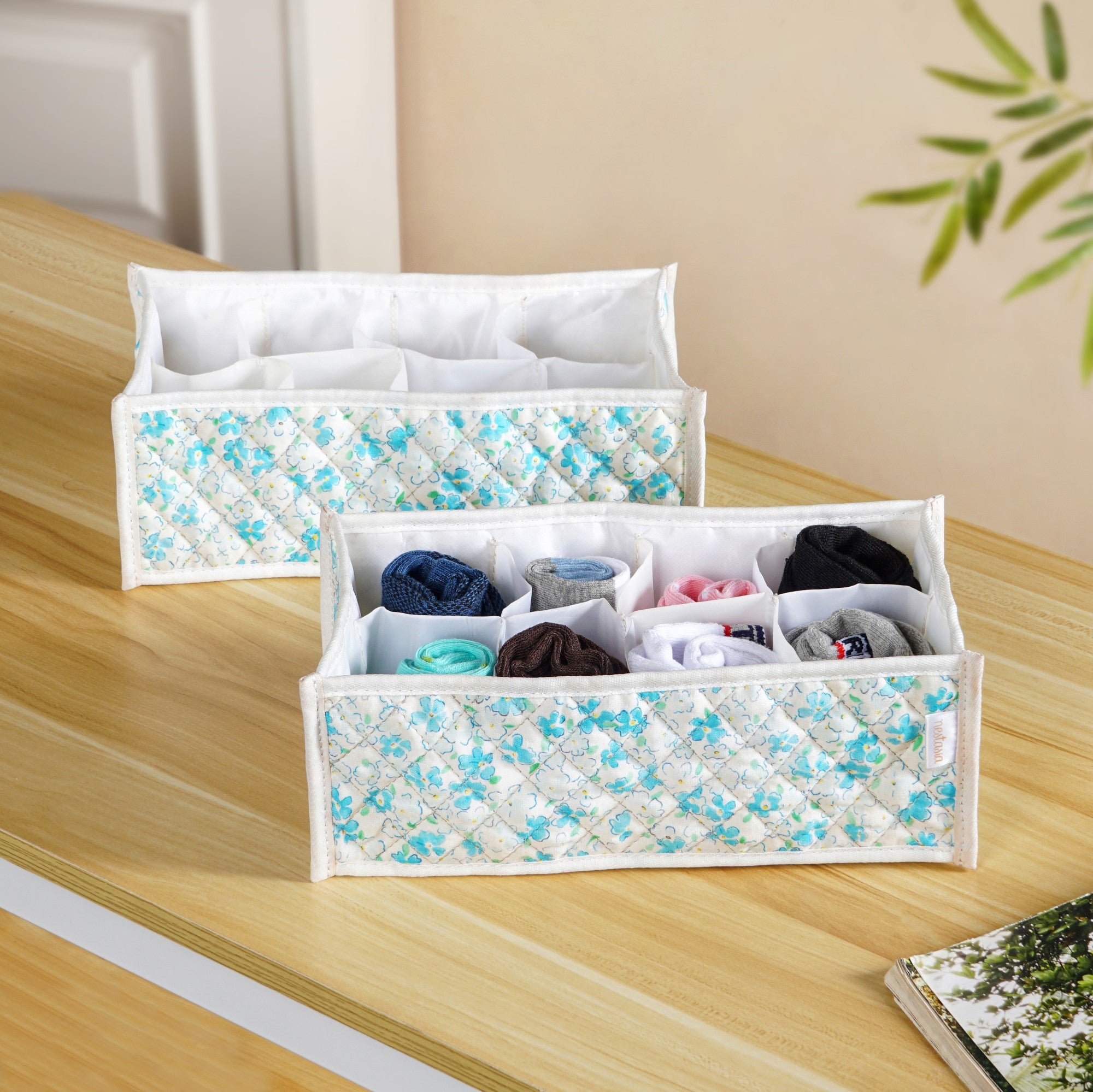 FloraFold Wardrobe Organizer Set Of 2 Blue