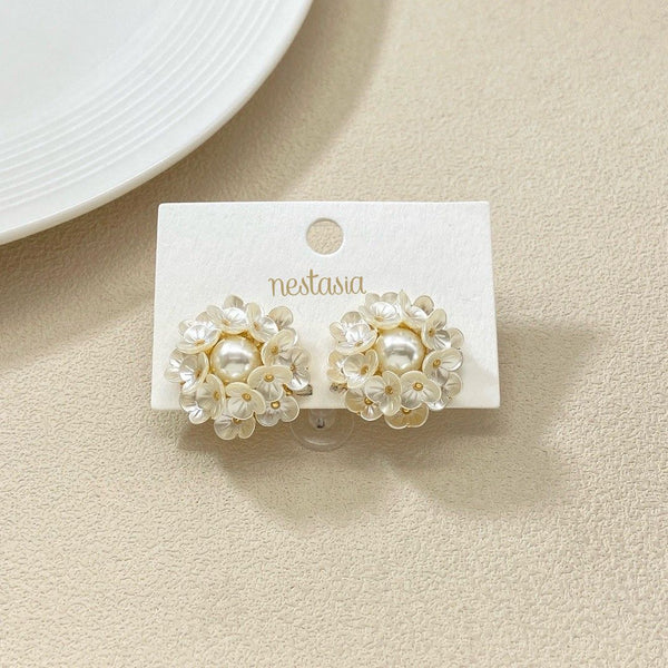 Floral Accent Cluster Earrings