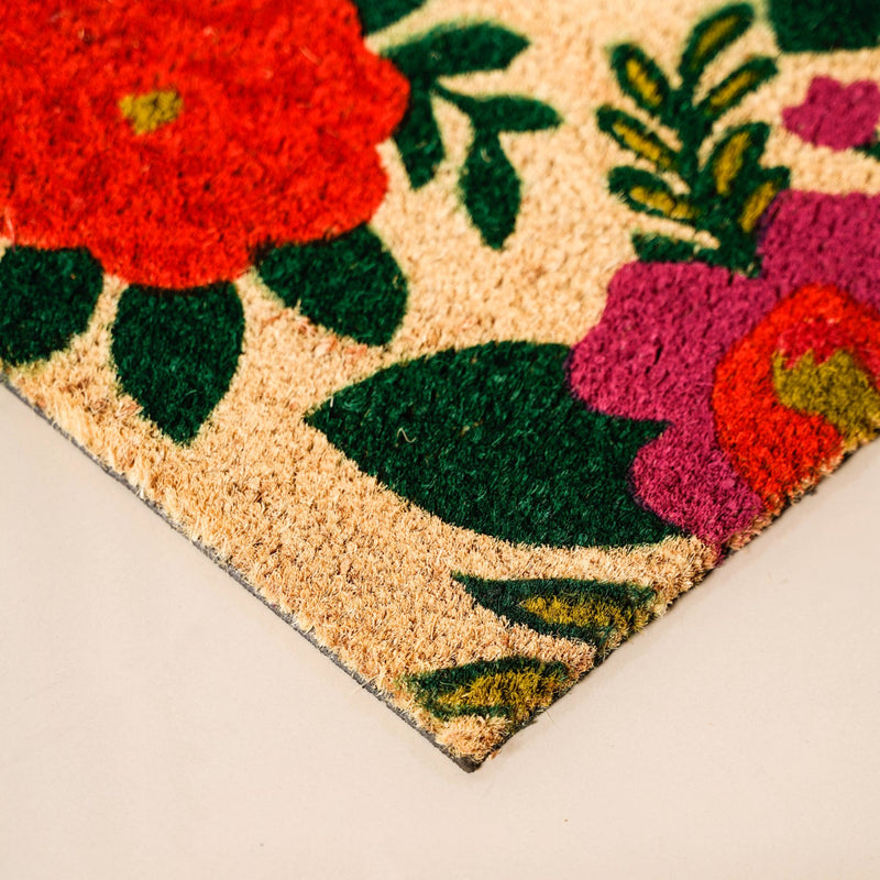 Floral Bouquet Coir Floor Mat 36x24 Inch