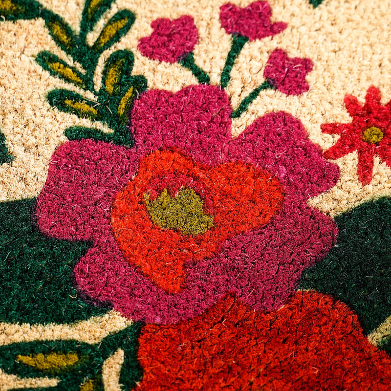 Floral Bouquet Coir Floor Mat 36x24 Inch
