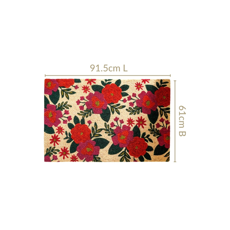 Floral Bouquet Coir Floor Mat 36x24 Inch