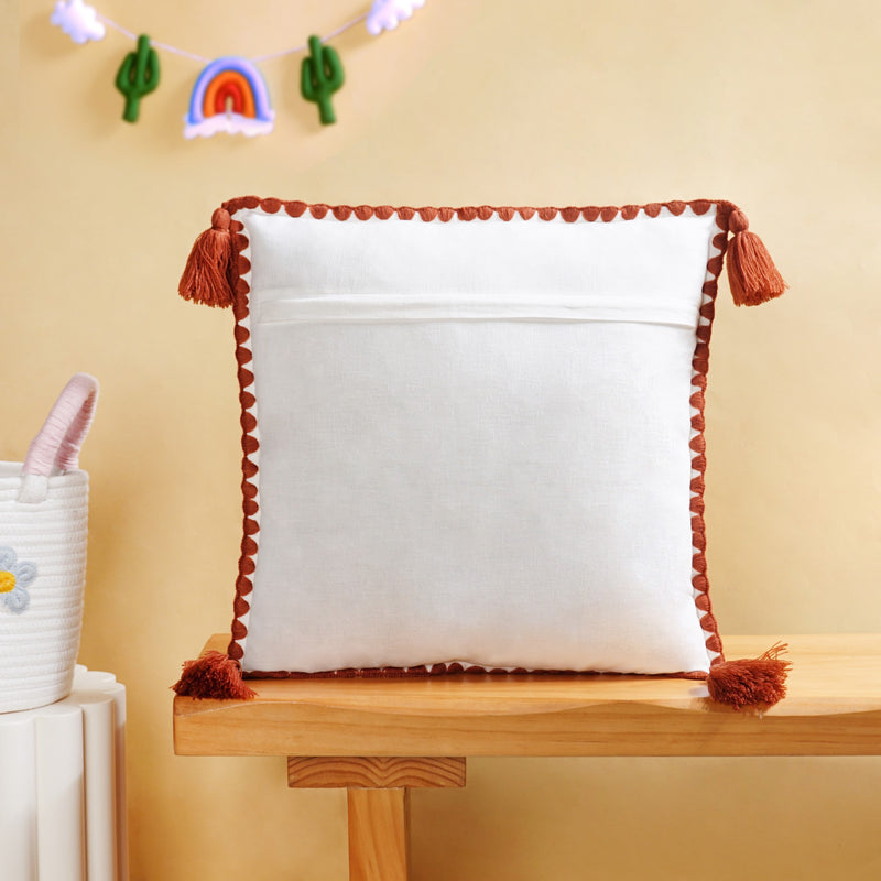 Floral Butterfly Embroidered Cotton Cushion Cover 42x42cm