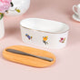 Floral Ceramic Butter Dish With Lid And Knife