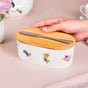 Floral Ceramic Butter Dish With Lid And Knife