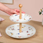 Floral Ceramic Two Tier Cupcake Stand