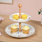 Floral Ceramic Two Tier Cupcake Stand