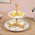Floral Ceramic Two Tier Cupcake Stand