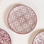 Floral Design Ceramic Dessert Plate Set Of 4 White Burgundy 15cm