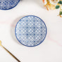 Floral Design Ceramic Dessert Plates Set Of 4 White Blue 15cm
