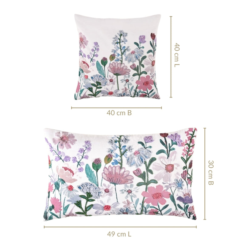 Floral Embroidered Cotton Cushion Cover Set Of 2