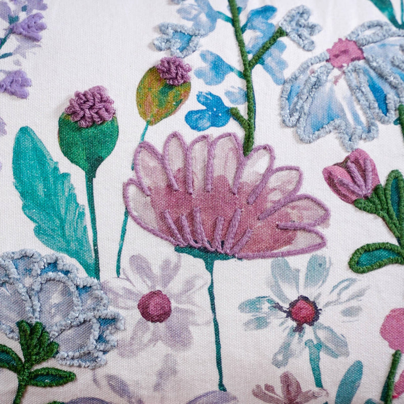 Floral Embroidered Cotton Cushion Cover Set Of 2