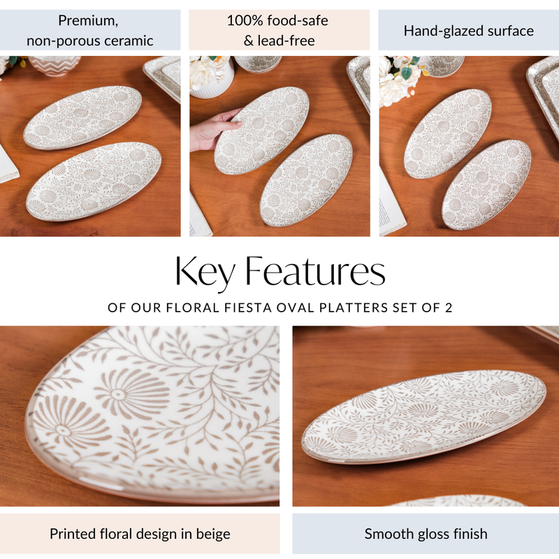 Floral Fiesta Oval Serving Platters Set Of 2