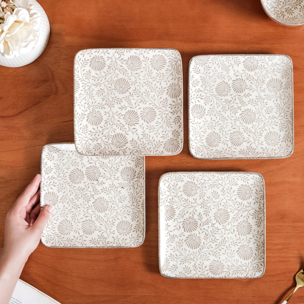 Floral Fiesta Square Snack Plates Set Of 4 7x7 Inch