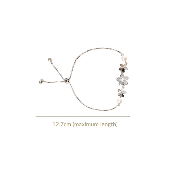 Floral Grace Silver Chain Bracelet
