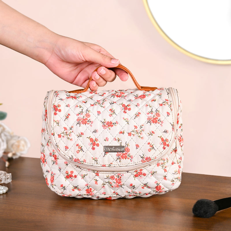 Floral Hangable Travel Organiser And Make Up Bag