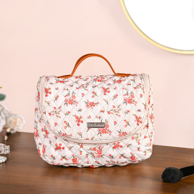 Floral Hangable Travel Organiser And Make Up Bag