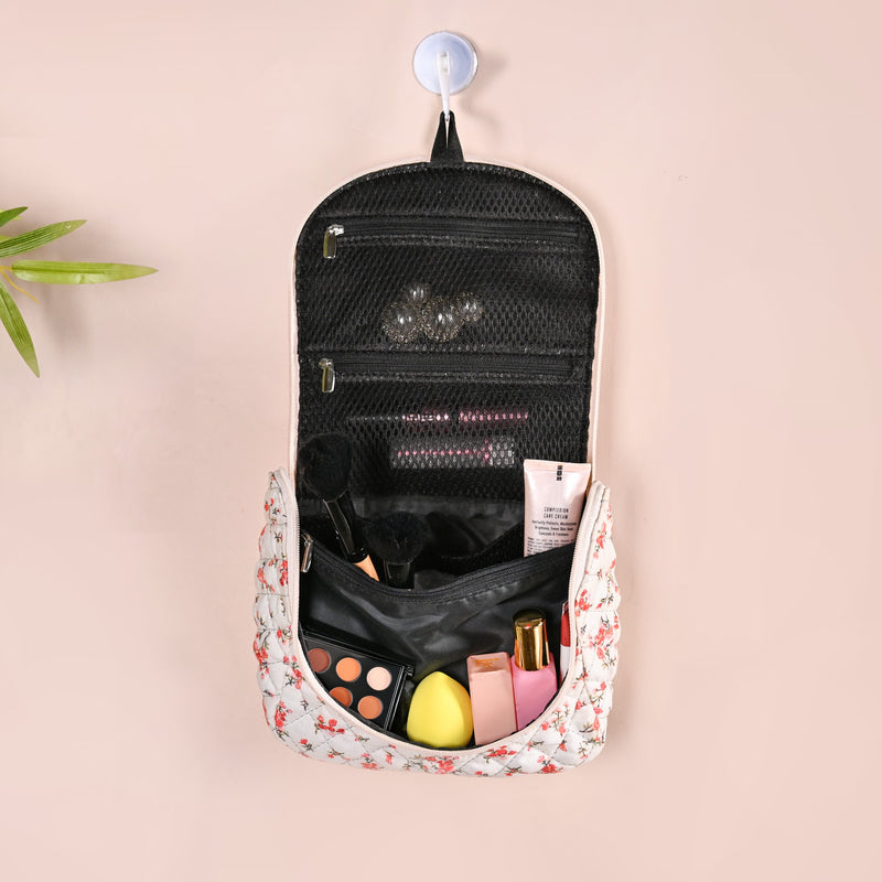 Floral Hangable Travel Organiser And Make Up Bag