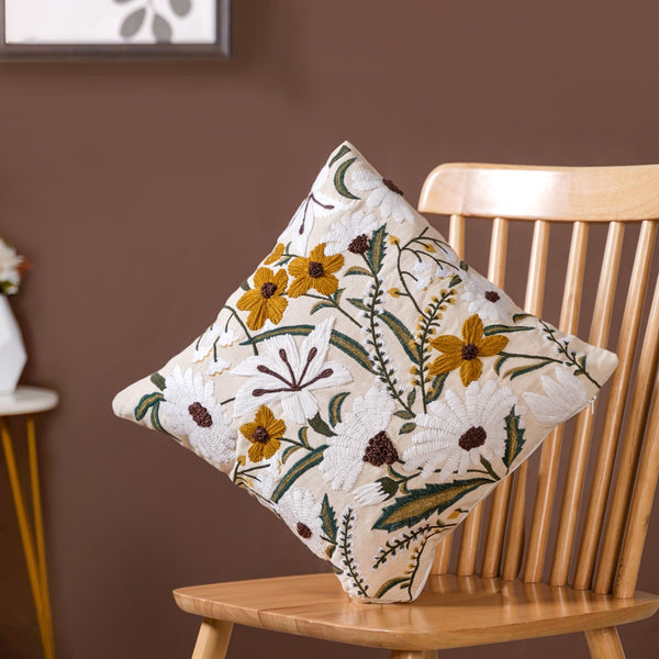 Floral Harmony Canvas Cotton Cushion Cover 40x40cm