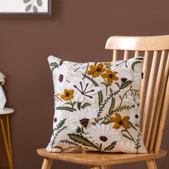 Floral Harmony Canvas Cotton Cushion Cover