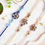 Floral Kundan Rakhi Trio Gift Set