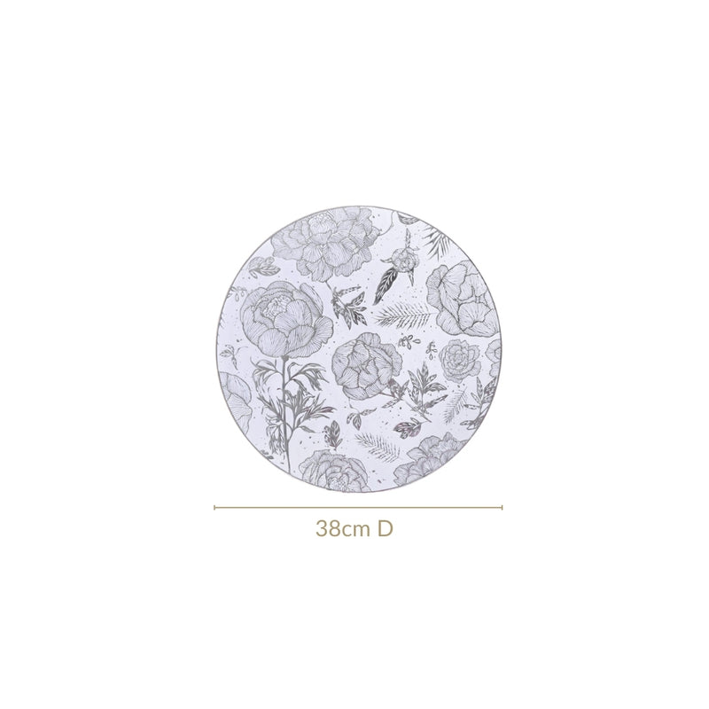 Floral Metallic Silver Table Mat Set Of 6