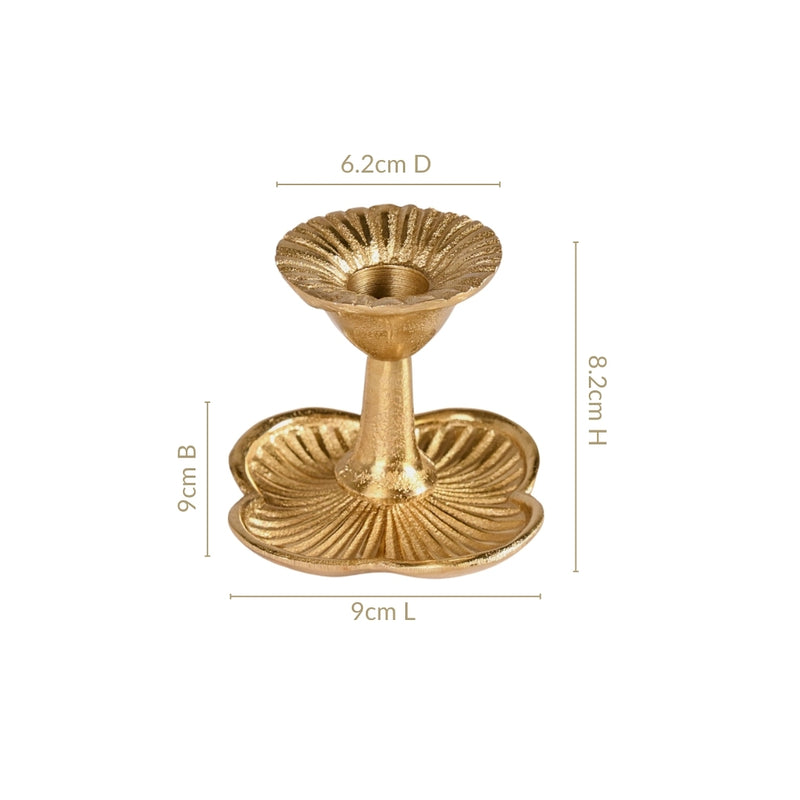 Floral Pillar Aluminium Tealight Candle Holder Set Of 2