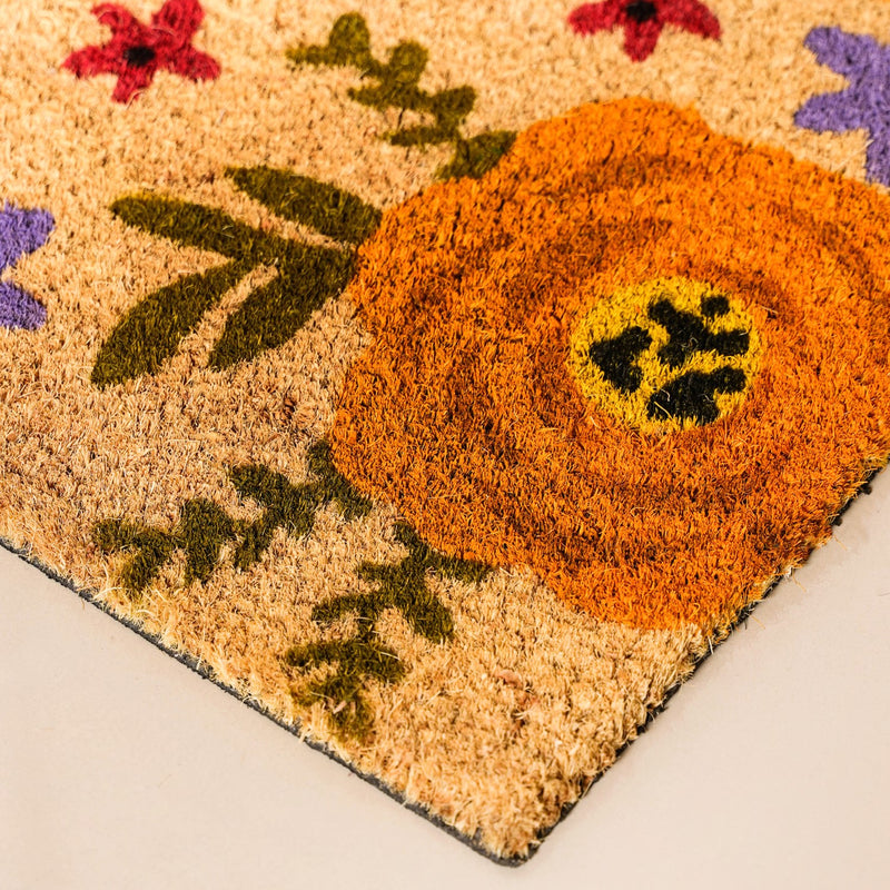 Floral Print Coir Doormat 36x24 Inch