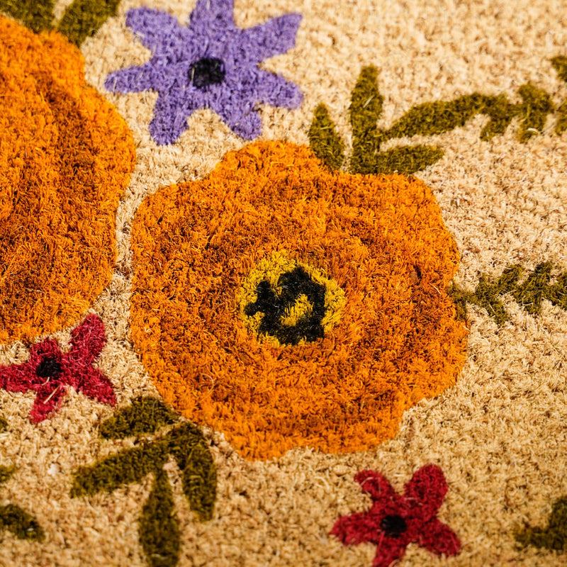 Floral Print Coir Doormat 36x24 Inch