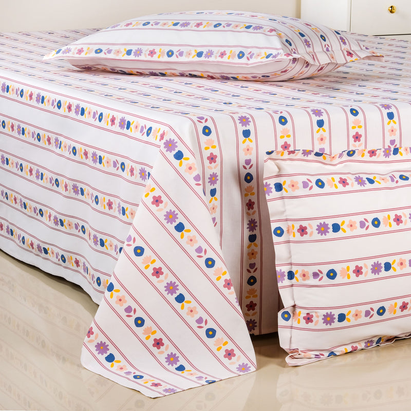 Floral Retreat Pure Cotton King Size Bedding Set 275x275cm