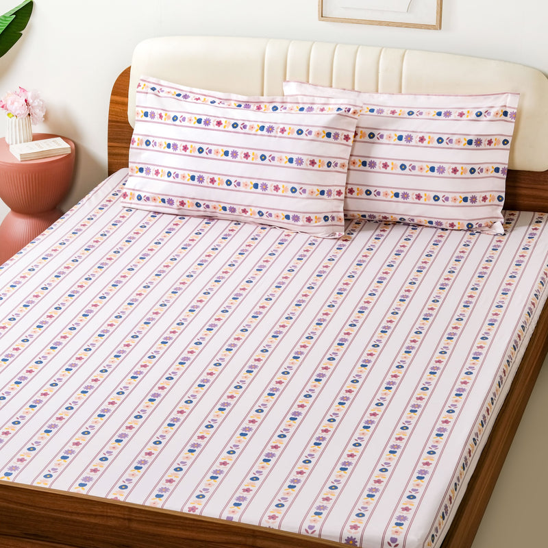 Floral Retreat Queen Size Cotton Bedding Set 254x229cm