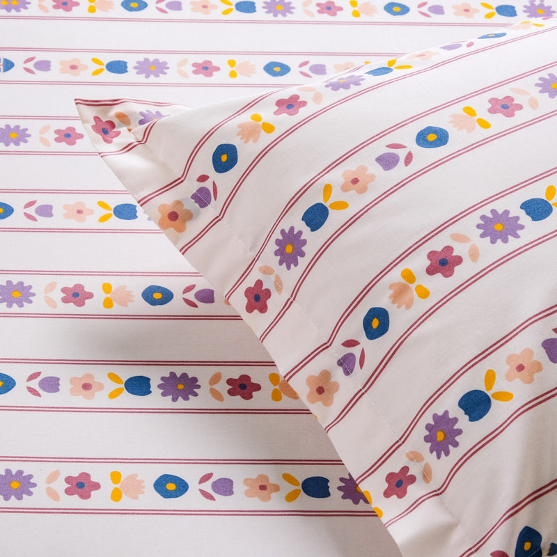 Floral Retreat Queen Size Cotton Bedding Set 254x229cm