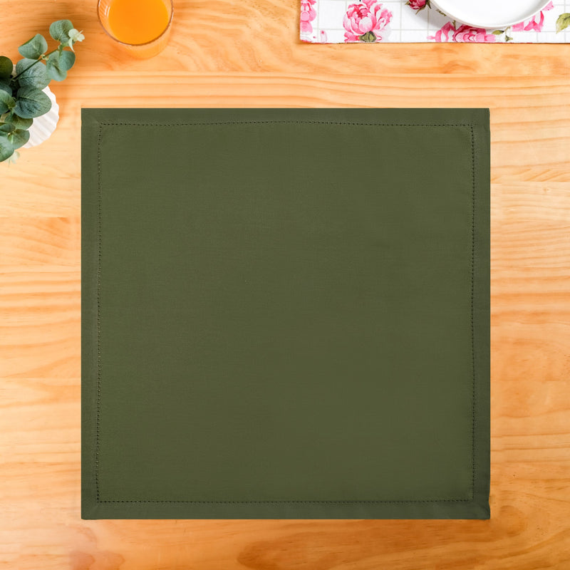 Floral Rouge Cotton Table Napkin Olive Green Set Of 6