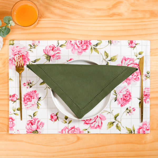 Floral Rouge Cotton Table Napkin Olive Green Set Of 6