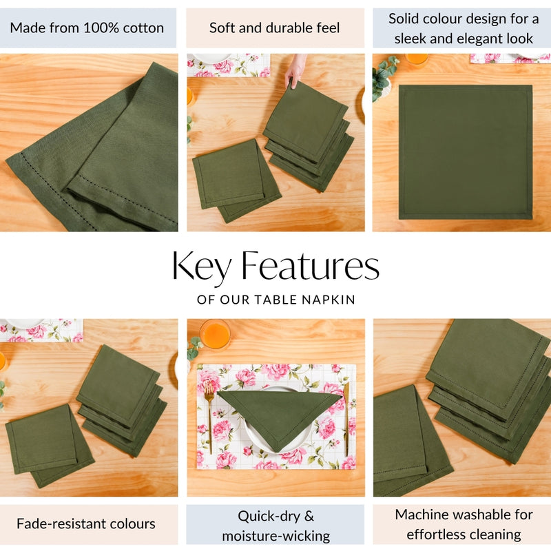 Floral Rouge Luxe Table Napkin Olive Green Set Of 4