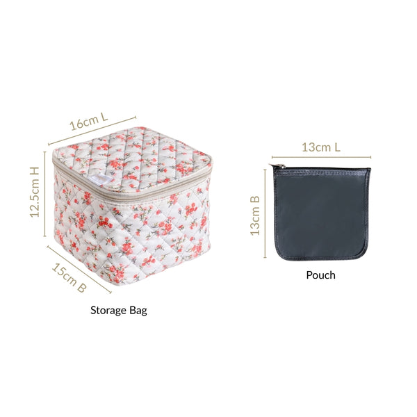 Floral Trinket Storage Bag With Pouch Set Of 6 Orange