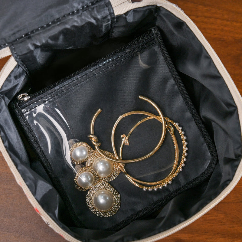 Floral Storage Bag With Pouch Set Of 6 Orange