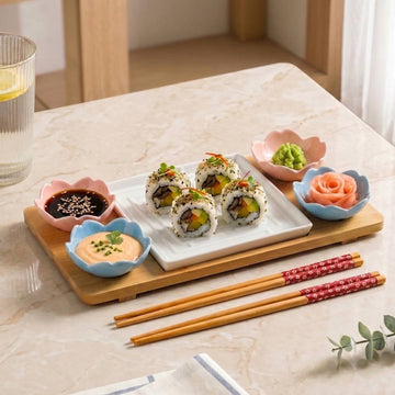 Sushi Serving Set With Plate Bowl Tray Chopsticks