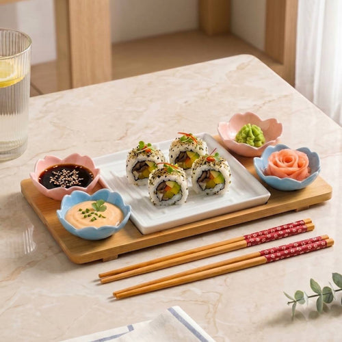 Sushi Serving Set With Plate Bowl Tray Chopsticks