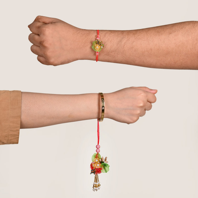 Floral Symphony Rakhi Lumba Set