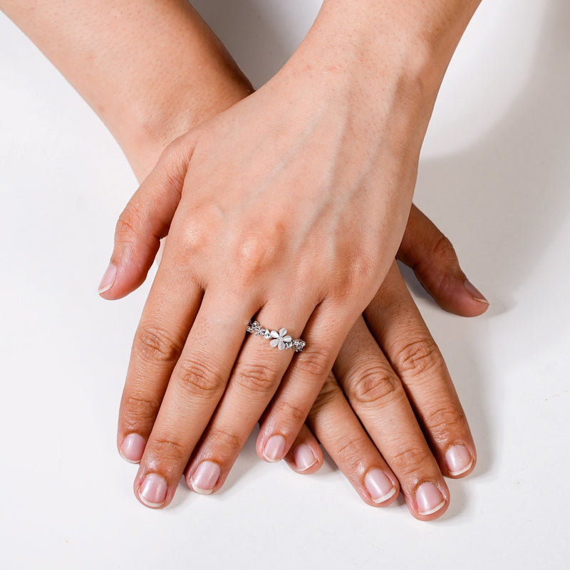 Floral Symphony Silver Statement Ring