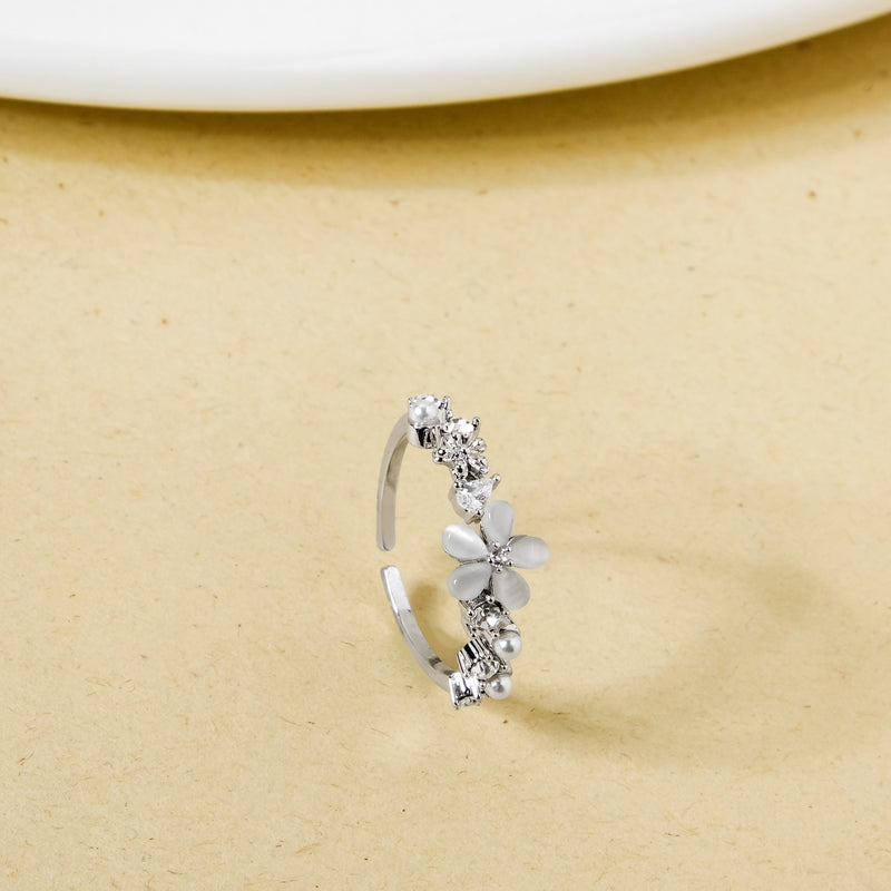 Floral Symphony Silver Statement Ring