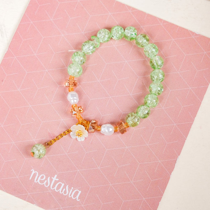 Crystal Charm Bracelet With Flowers Set Of 2