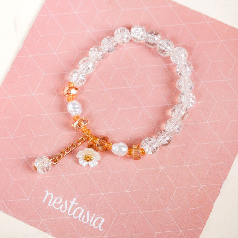 Crystal Charm Bracelet With Flowers Set Of 2