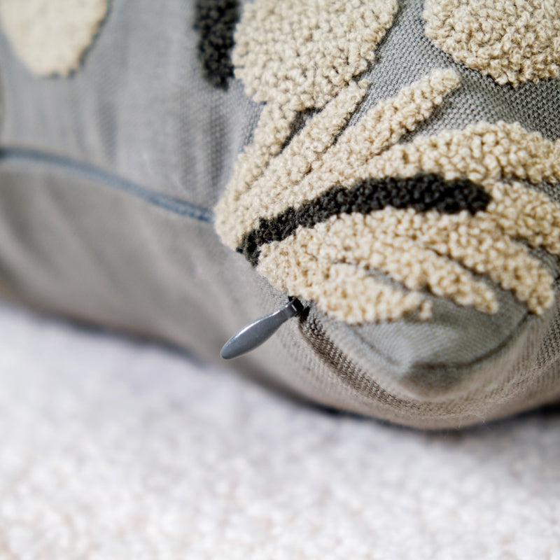 Embroidered Botanical Cushion Cover 15x15 Inch