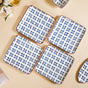 Blue Floral Pattern Square Plates Set Of 4 9 Inch