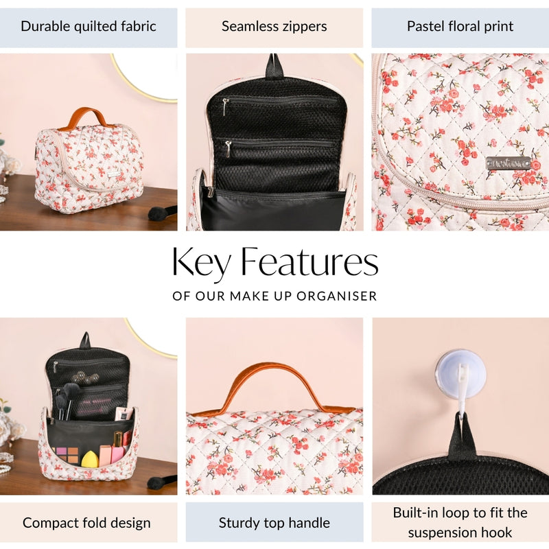 Floral Hanging Travel Organiser And Makeup Bag