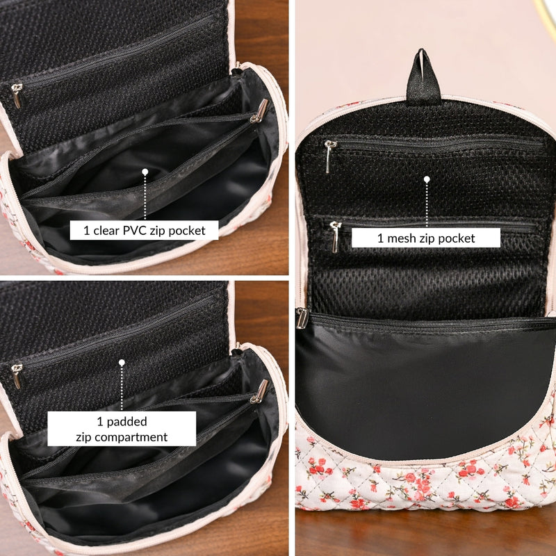 Floral Hanging Travel Organiser And Makeup Bag