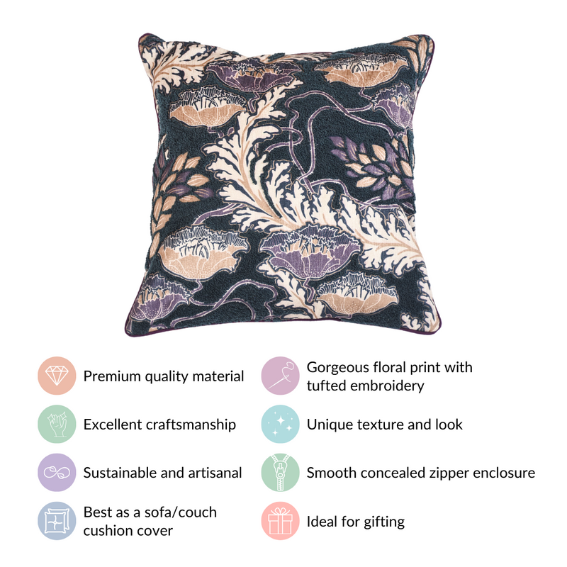 Pristine Floral Printed Cushion Cover Multicolour 15x15 Inch
