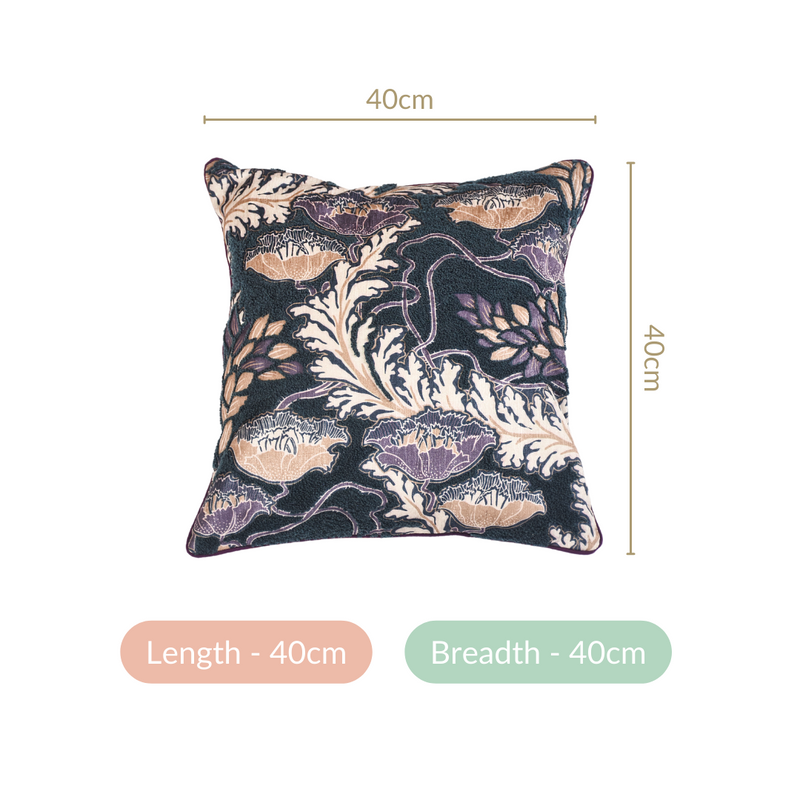 Pristine Floral Printed Cushion Cover Multicolour 15x15 Inch
